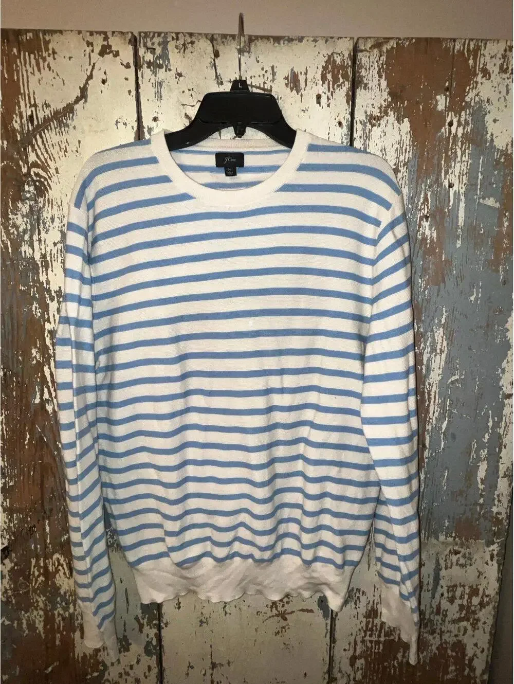 J. Crew mens sweater, size Large, blue and white stripes